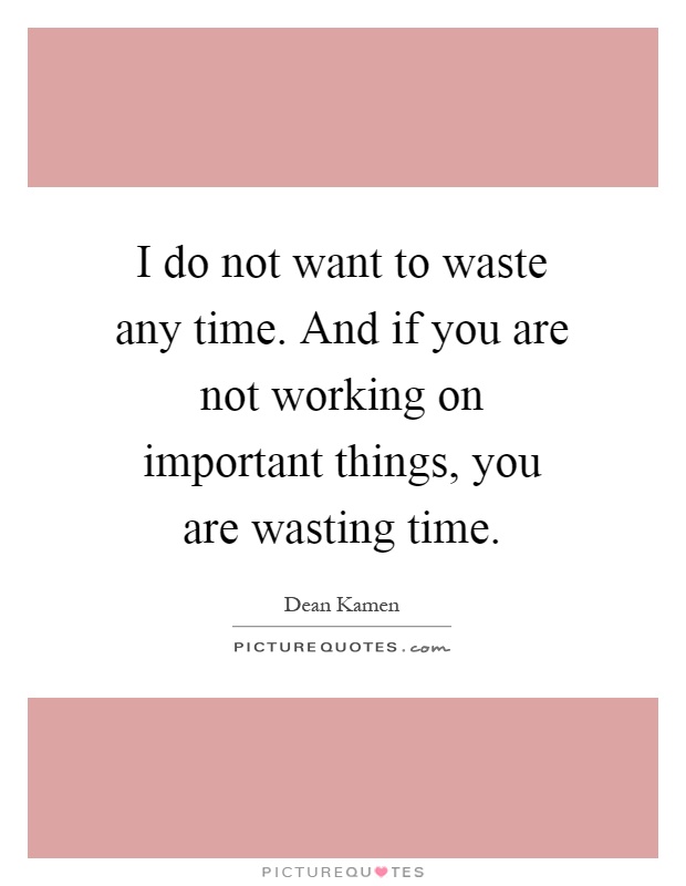 I do not want to waste any time. And if you are not working on important things, you are wasting time Picture Quote #1