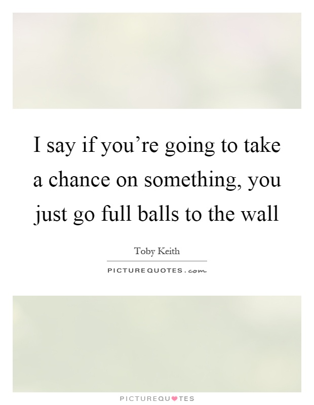 I say if you're going to take a chance on something, you just go full balls to the wall Picture Quote #1