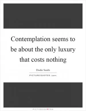 Contemplation seems to be about the only luxury that costs nothing Picture Quote #1