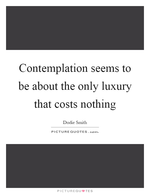Contemplation seems to be about the only luxury that costs nothing Picture Quote #1