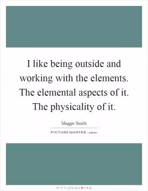 I like being outside and working with the elements. The elemental aspects of it. The physicality of it Picture Quote #1