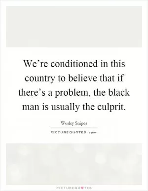 We’re conditioned in this country to believe that if there’s a problem, the black man is usually the culprit Picture Quote #1