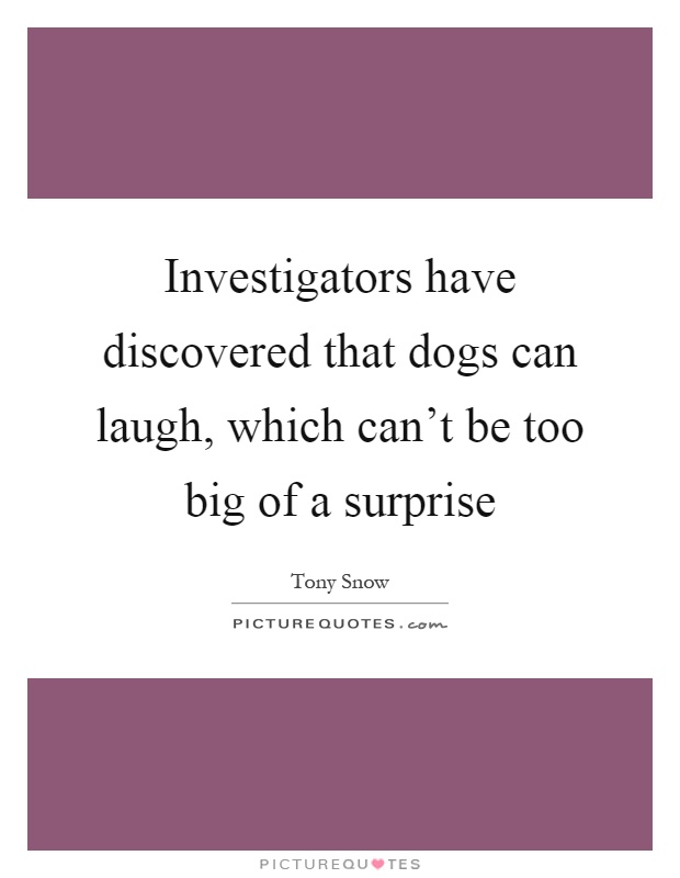 Investigators have discovered that dogs can laugh, which can't be too big of a surprise Picture Quote #1