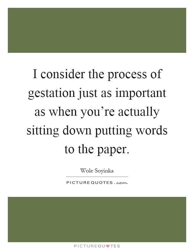 I consider the process of gestation just as important as when you're actually sitting down putting words to the paper Picture Quote #1