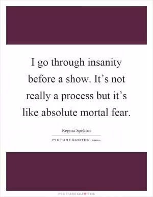 I go through insanity before a show. It’s not really a process but it’s like absolute mortal fear Picture Quote #1