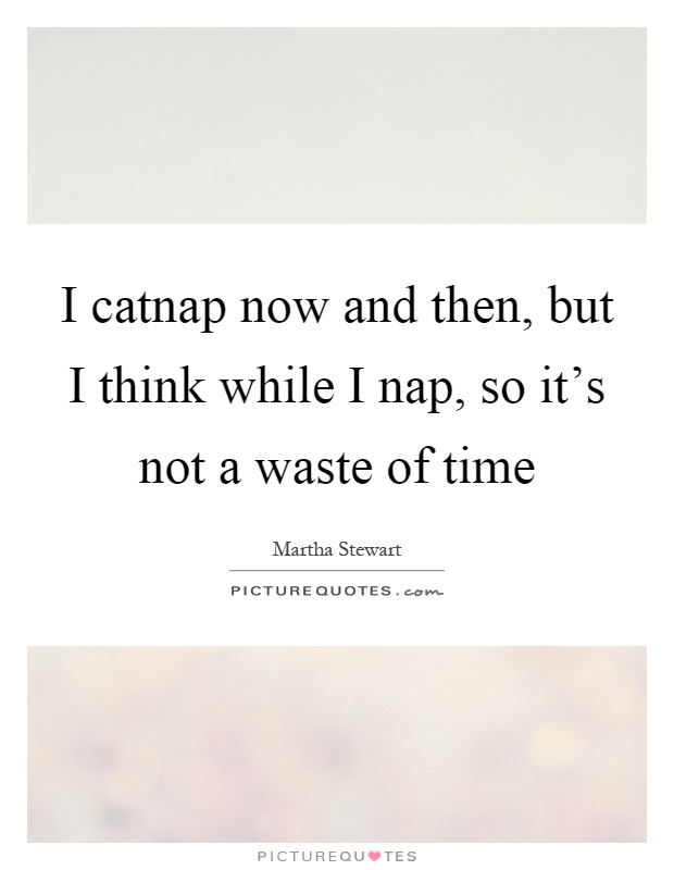 I catnap now and then, but I think while I nap, so it's not a waste of time Picture Quote #1