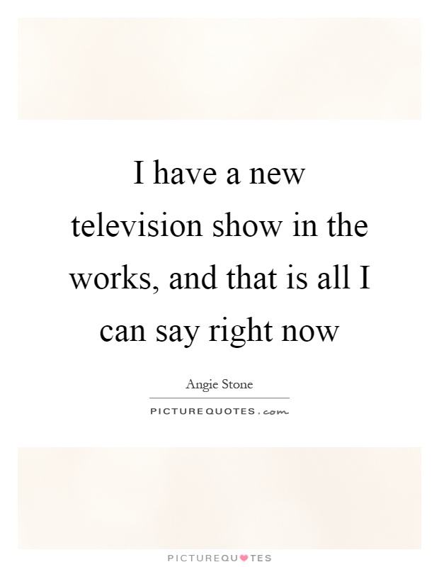I have a new television show in the works, and that is all I can say right now Picture Quote #1