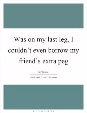 Was on my last leg, I couldn’t even borrow my friend’s extra peg Picture Quote #1