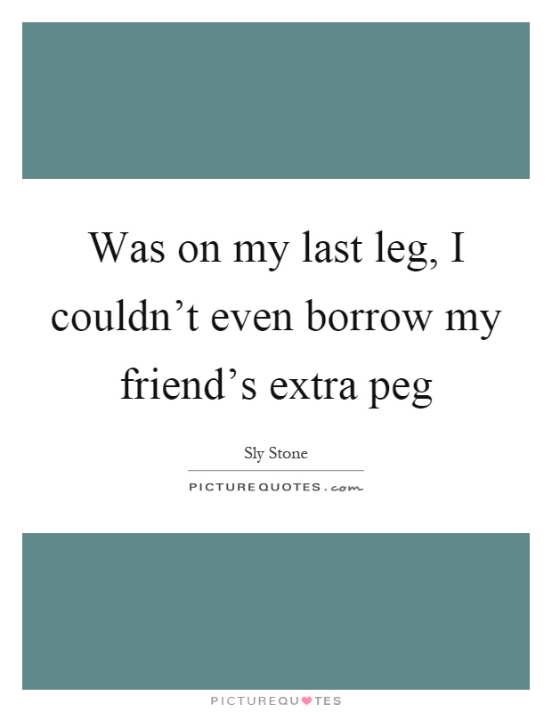 Was on my last leg, I couldn't even borrow my friend's extra peg Picture Quote #1