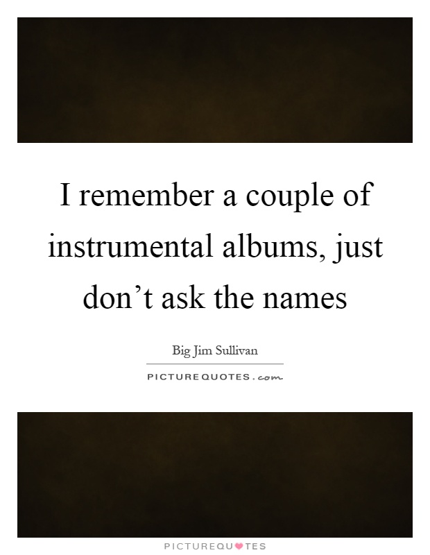I remember a couple of instrumental albums, just don't ask the names Picture Quote #1