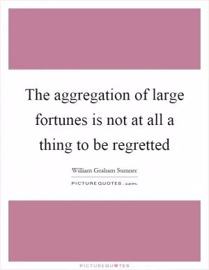 The aggregation of large fortunes is not at all a thing to be regretted Picture Quote #1