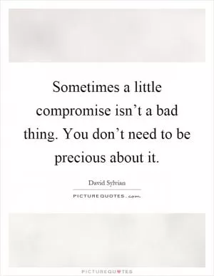 Sometimes a little compromise isn’t a bad thing. You don’t need to be precious about it Picture Quote #1