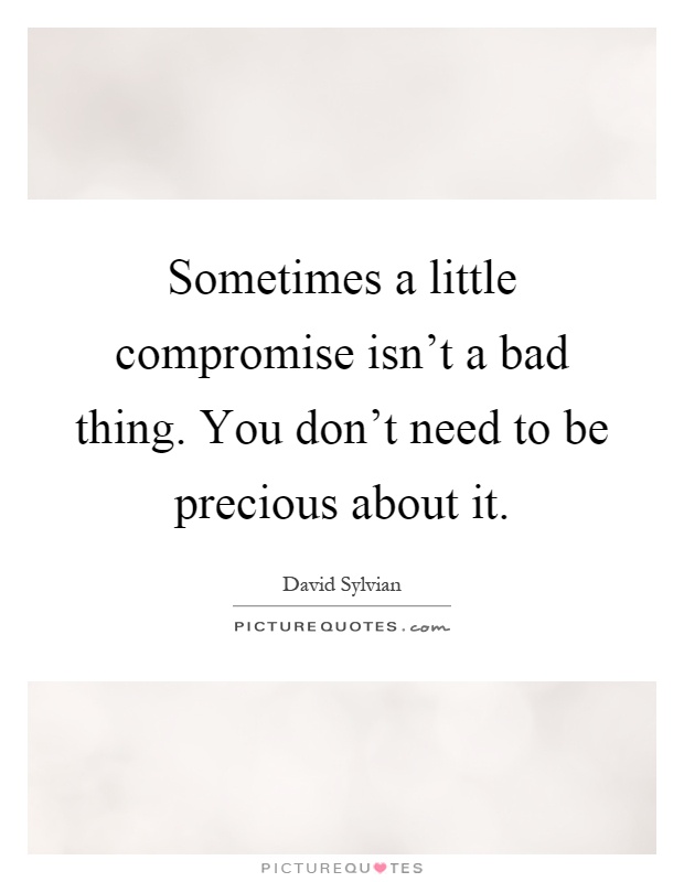 Sometimes a little compromise isn't a bad thing. You don't need to be precious about it Picture Quote #1