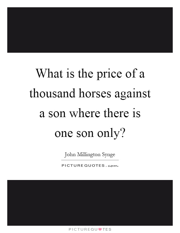 What is the price of a thousand horses against a son where there is one son only? Picture Quote #1