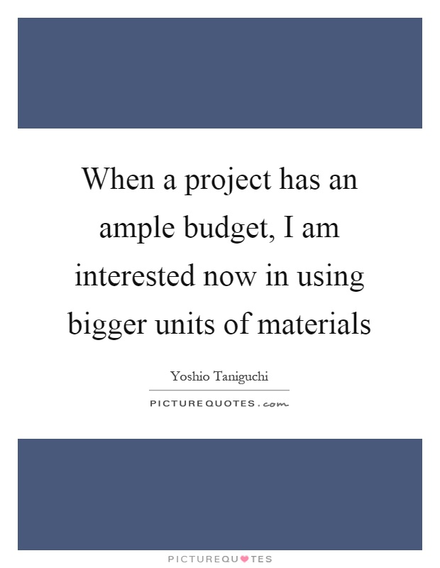 When a project has an ample budget, I am interested now in using bigger units of materials Picture Quote #1