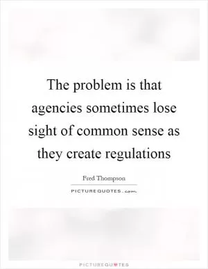 The problem is that agencies sometimes lose sight of common sense as they create regulations Picture Quote #1