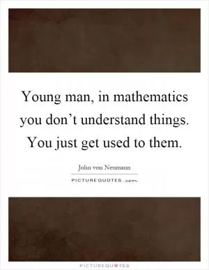 Young man, in mathematics you don’t understand things. You just get used to them Picture Quote #1