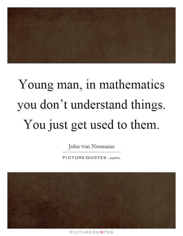 Young man, in mathematics you don't understand things. You just get used to them Picture Quote #1