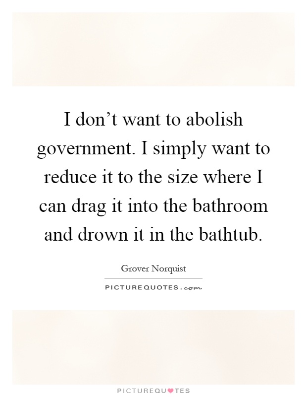 I don't want to abolish government. I simply want to reduce it to the size where I can drag it into the bathroom and drown it in the bathtub Picture Quote #1