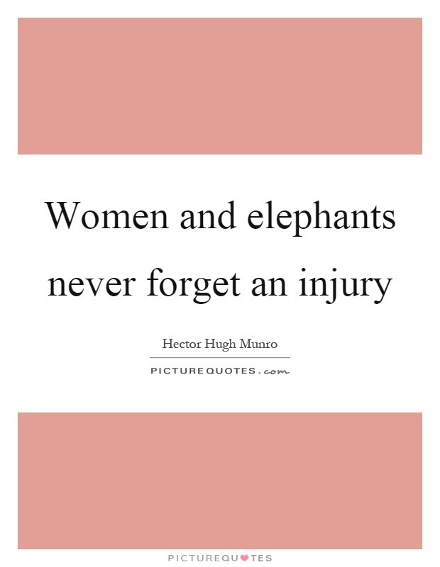 Women and elephants never forget an injury Picture Quote #1