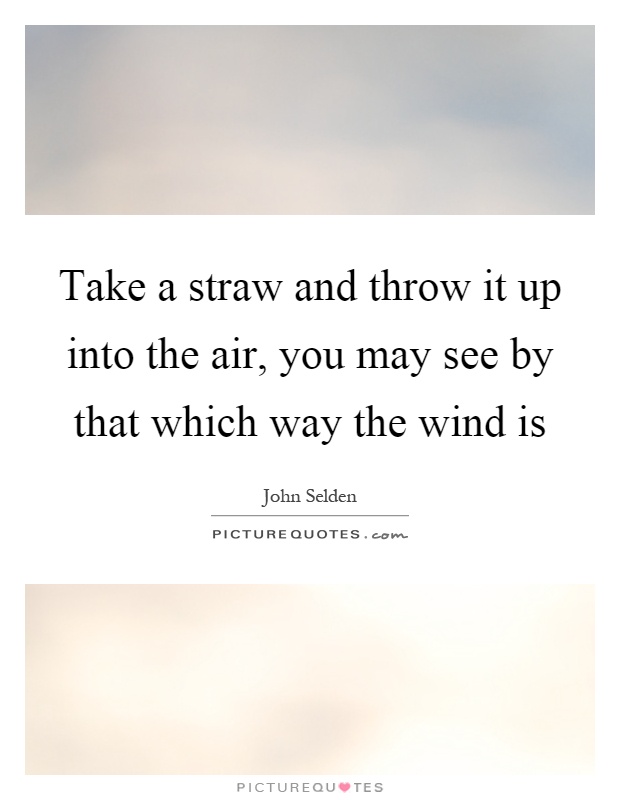 Take a straw and throw it up into the air, you may see by that which way the wind is Picture Quote #1