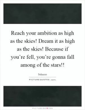 Reach your ambition as high as the skies! Dream it as high as the skies! Because if you’re fell, you’re gonna fall among of the stars!! Picture Quote #1