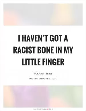 I haven’t got a racist bone in my little finger Picture Quote #1
