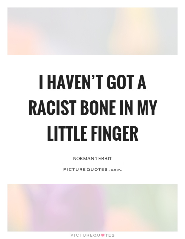 I haven't got a racist bone in my little finger Picture Quote #1