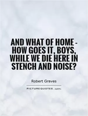 And what of home - how goes it, boys, while we die here in stench and noise? Picture Quote #1