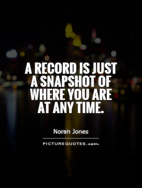 A record is just a snapshot of where you are at any time Picture Quote #1