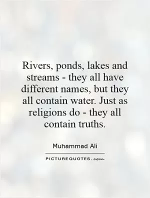 Rivers, ponds, lakes and streams - they all have different names, but they all contain water. Just as religions do - they all contain truths Picture Quote #1