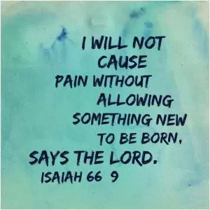I will not cause pain without allowing something new to be born, says the Lord Picture Quote #1