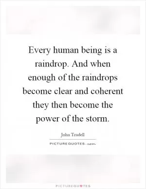 Every human being is a raindrop. And when enough of the raindrops become clear and coherent they then become the power of the storm Picture Quote #1