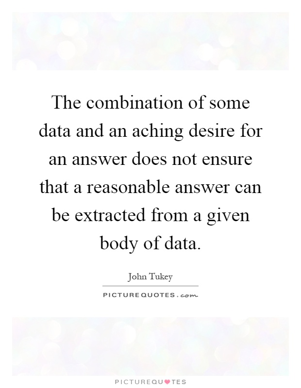 The combination of some data and an aching desire for an answer does not ensure that a reasonable answer can be extracted from a given body of data Picture Quote #1