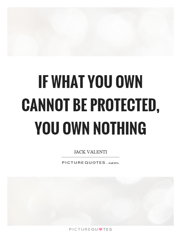 If what you own cannot be protected, you own nothing Picture Quote #1