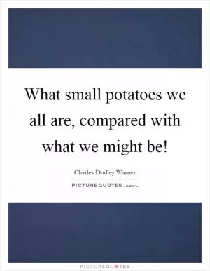What small potatoes we all are, compared with what we might be! Picture Quote #1