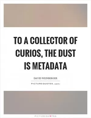 To a collector of curios, the dust is metadata Picture Quote #1