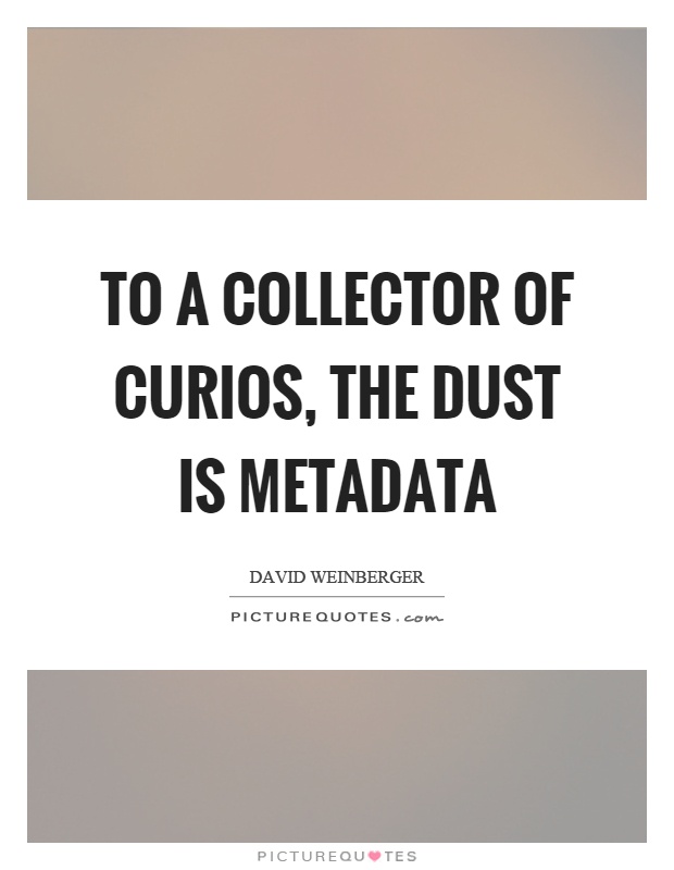 To a collector of curios, the dust is metadata Picture Quote #1