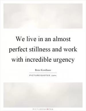 We live in an almost perfect stillness and work with incredible urgency Picture Quote #1
