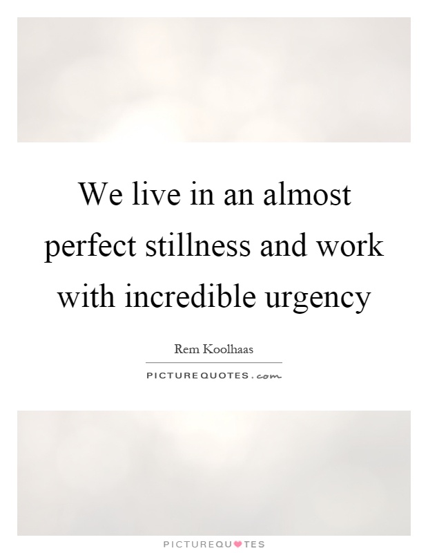 We live in an almost perfect stillness and work with incredible urgency Picture Quote #1
