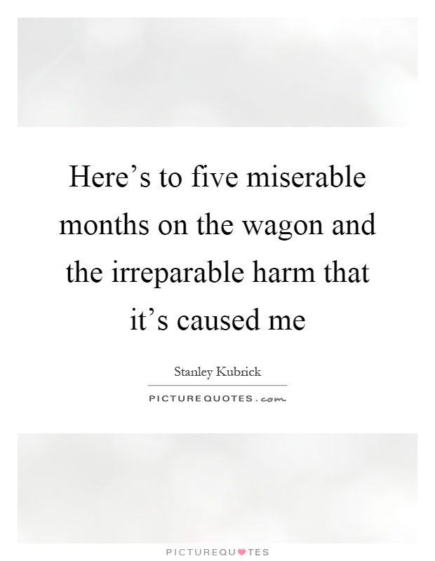 Here's to five miserable months on the wagon and the irreparable harm that it's caused me Picture Quote #1