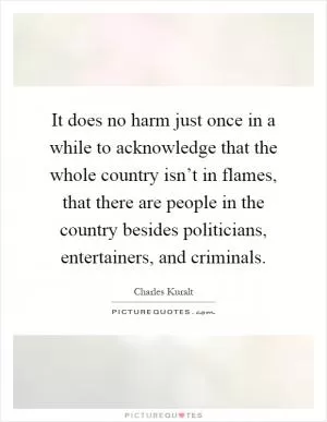 It does no harm just once in a while to acknowledge that the whole country isn’t in flames, that there are people in the country besides politicians, entertainers, and criminals Picture Quote #1
