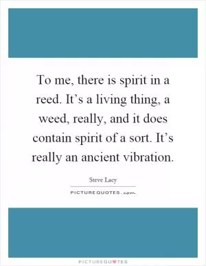 To me, there is spirit in a reed. It’s a living thing, a weed, really, and it does contain spirit of a sort. It’s really an ancient vibration Picture Quote #1