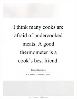 I think many cooks are afraid of undercooked meats. A good thermometer is a cook’s best friend Picture Quote #1