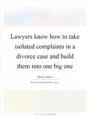 Lawyers know how to take isolated complaints in a divorce case and build them into one big one Picture Quote #1