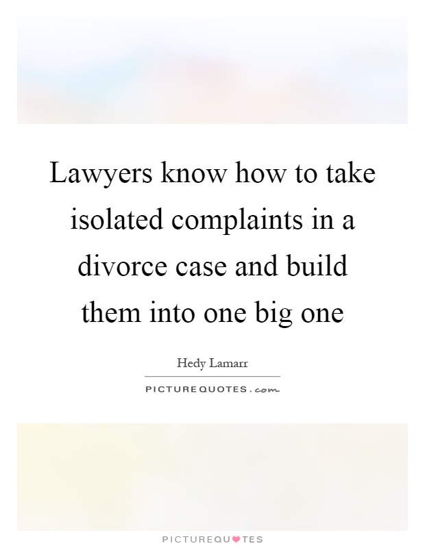 Lawyers know how to take isolated complaints in a divorce case and build them into one big one Picture Quote #1