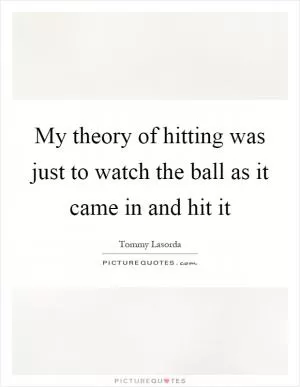 My theory of hitting was just to watch the ball as it came in and hit it Picture Quote #1