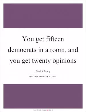 You get fifteen democrats in a room, and you get twenty opinions Picture Quote #1