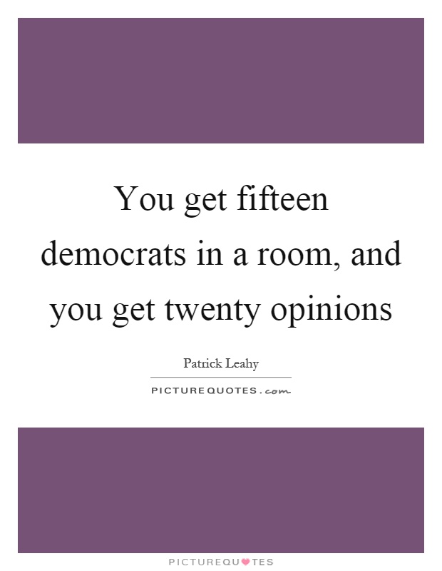You get fifteen democrats in a room, and you get twenty opinions Picture Quote #1