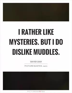 I rather like mysteries. But I do dislike muddles Picture Quote #1